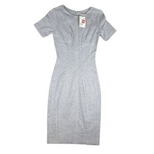 H&M Bodycon Dress Womens 2 Gray Short Sleeve 1/4 Back Zio Up NEW
